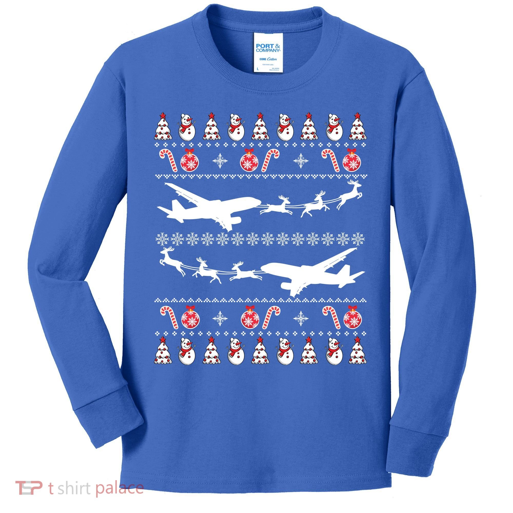 Airplanes Ugly Christmas Cute Gift Xmas Costume Kids Long Sleeve Shirt