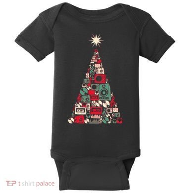 Audio Music Fan Christmas Tree Baby Bodysuit