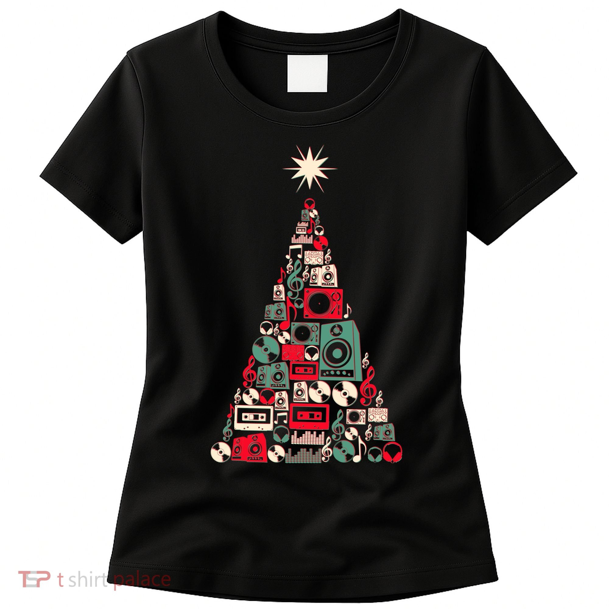Audio Music Fan Christmas Tree Women's T-Shirt