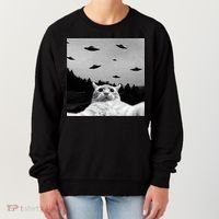Alien UFO Funny Cat Selfie Women's Sweatshirt thumb 0