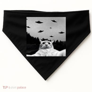 Alien UFO Funny Cat Selfie USA-Made Doggie Bandana