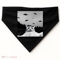 Alien UFO Funny Cat Selfie USA-Made Doggie Bandana thumb 0