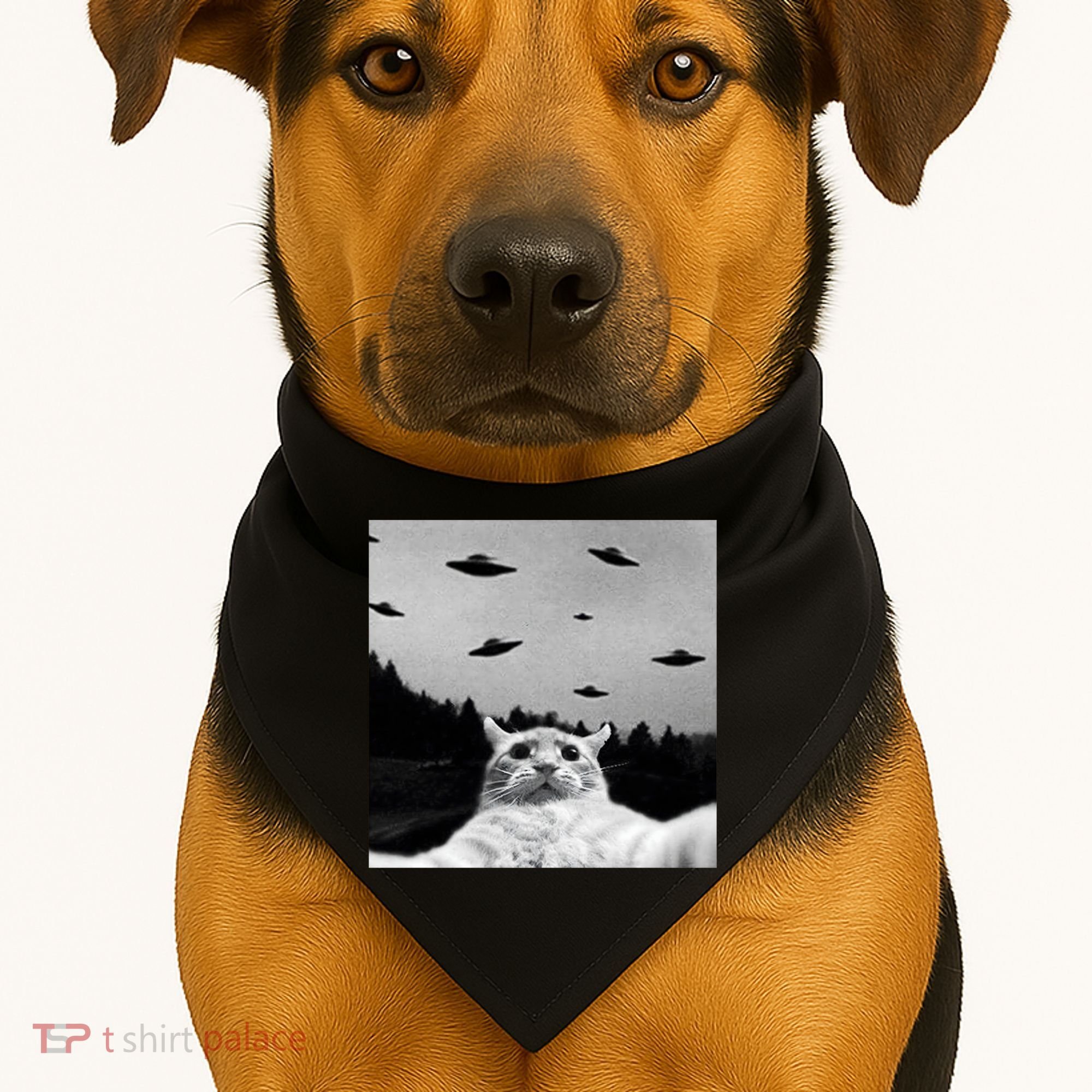 Alien UFO Funny Cat Selfie USA-Made Doggie Bandana