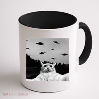 Alien UFO Funny Cat Selfie Coffee Mug thumb 1