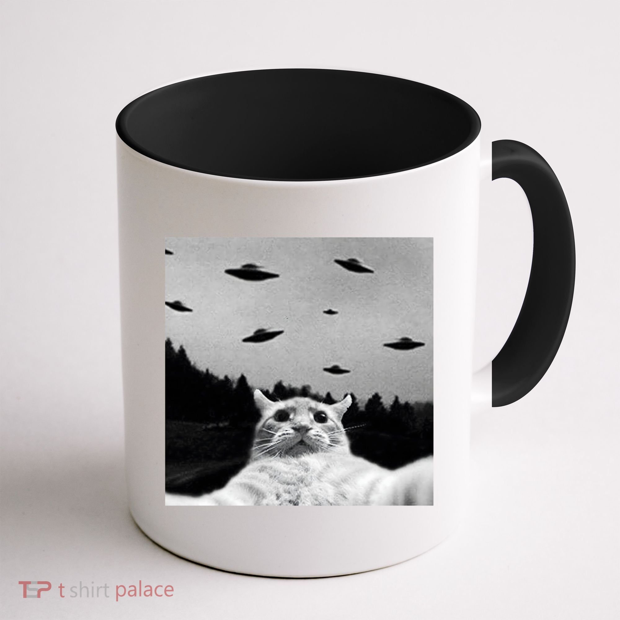 Alien UFO Funny Cat Selfie Coffee Mug