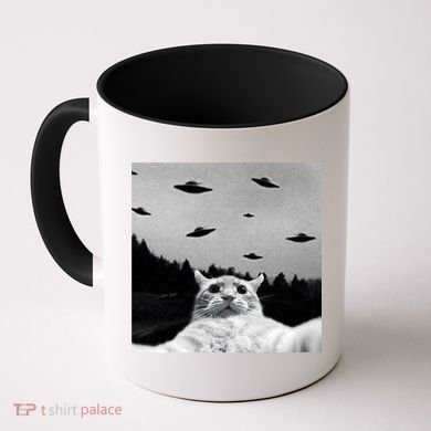 Alien UFO Funny Cat Selfie Coffee Mug