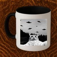 Alien UFO Funny Cat Selfie Coffee Mug thumb 2