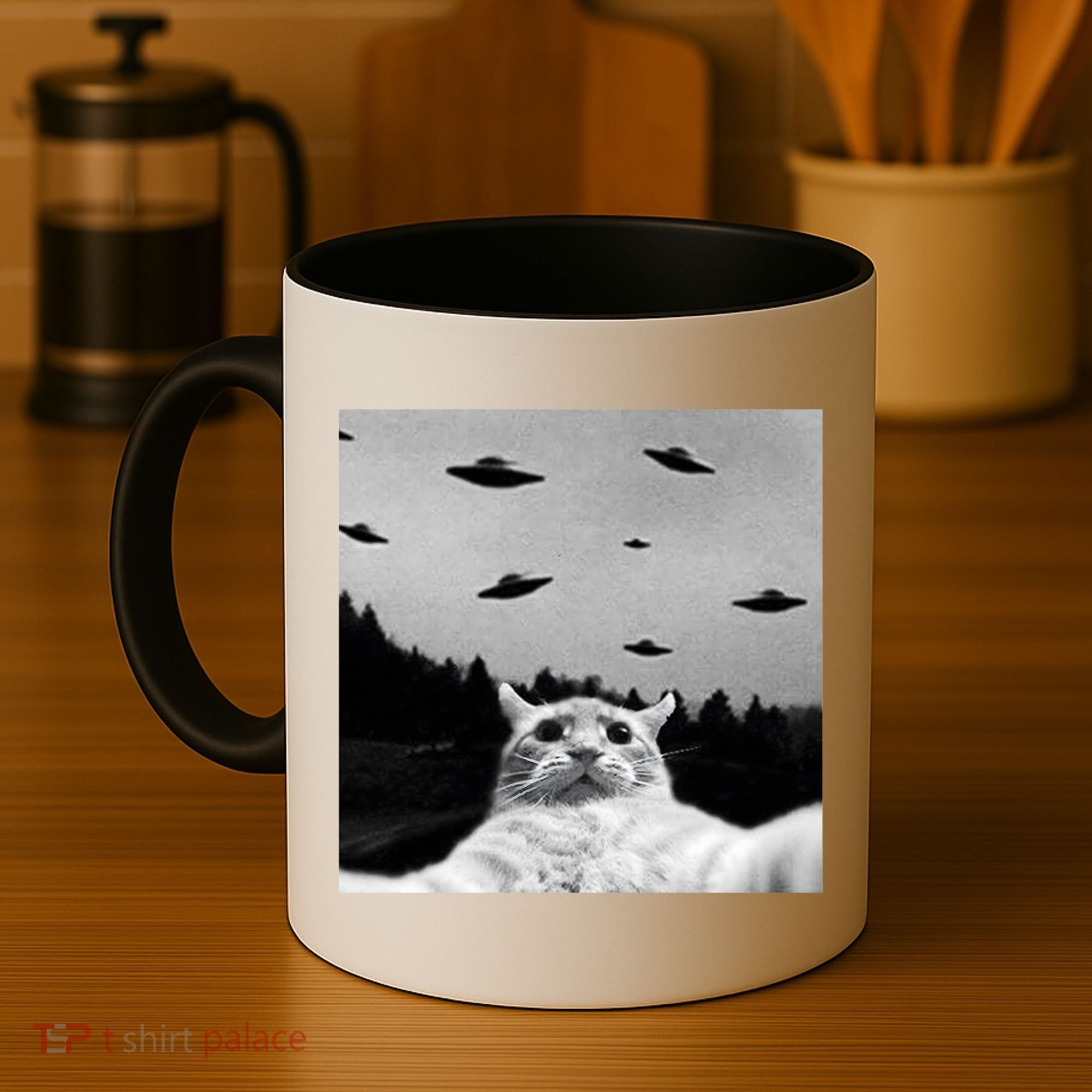 Alien UFO Funny Cat Selfie Coffee Mug