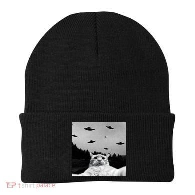 Alien UFO Funny Cat Selfie Beanie