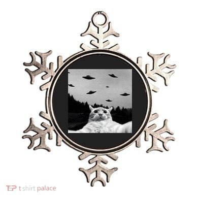 Alien UFO Funny Cat Selfie Ornament