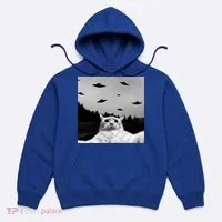 Alien UFO Funny Cat Selfie Hoodie thumb 0