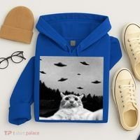 Alien UFO Funny Cat Selfie Hoodie thumb 4
