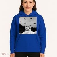 Alien UFO Funny Cat Selfie Hoodie thumb 5