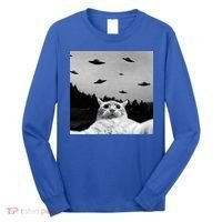 Alien UFO Funny Cat Selfie Long Sleeve Shirt thumb 0