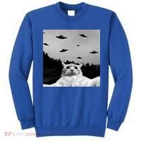 Alien UFO Funny Cat Selfie Sweatshirt thumb 0