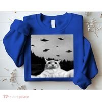 Alien UFO Funny Cat Selfie Sweatshirt thumb 2