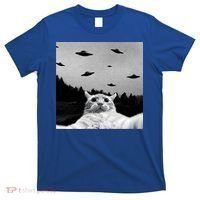 Alien UFO Funny Cat Selfie T-Shirt thumb 0