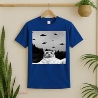 Alien UFO Funny Cat Selfie T-Shirt thumb 2