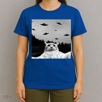 Alien UFO Funny Cat Selfie T-Shirt thumb 4