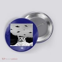 Alien UFO Funny Cat Selfie Button thumb 0