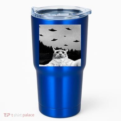 Alien UFO Funny Cat Selfie Tumbler