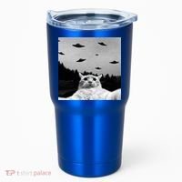 Alien UFO Funny Cat Selfie Tumbler thumb 0