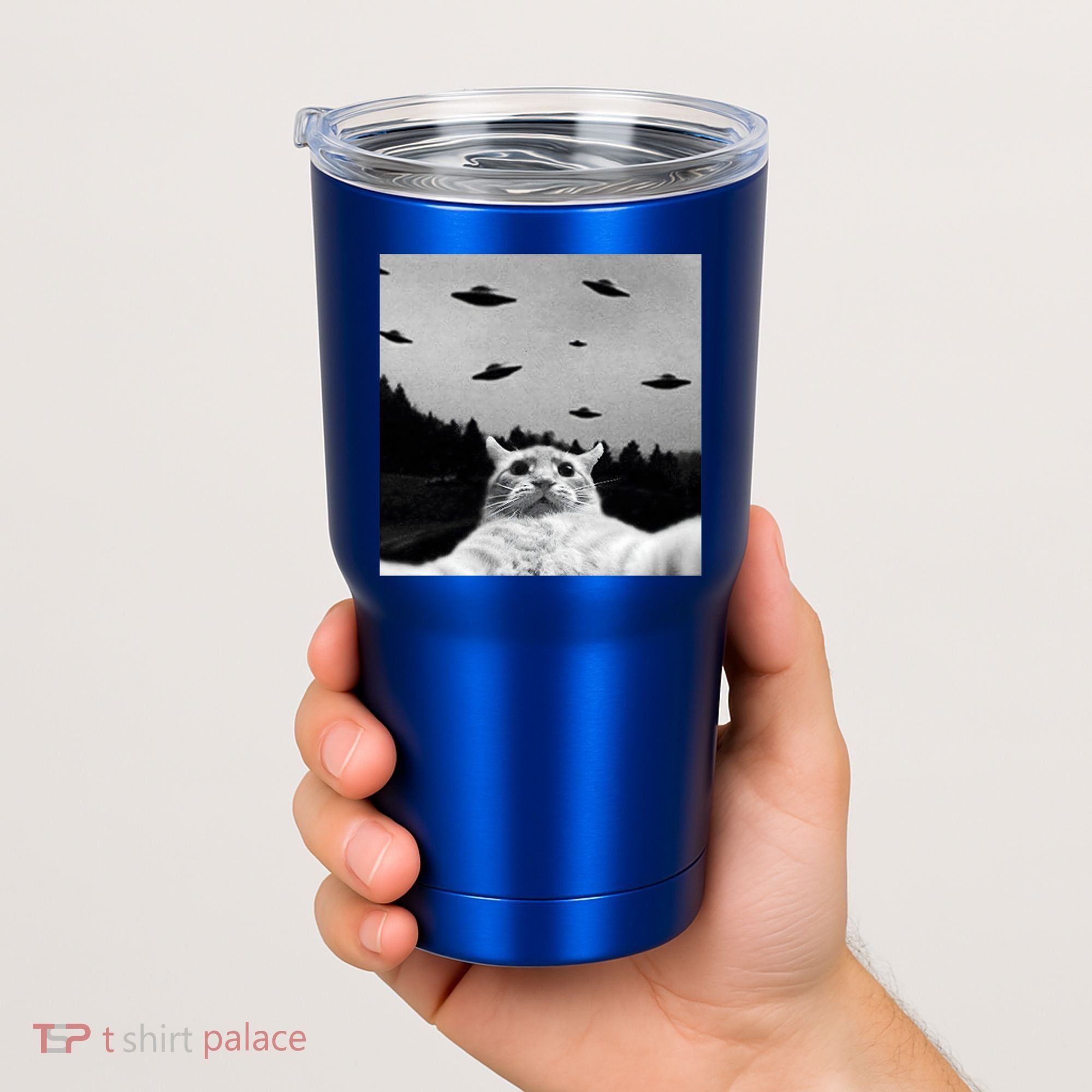 Alien UFO Funny Cat Selfie Tumbler
