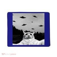 Alien UFO Funny Cat Selfie Mousepad thumb 0