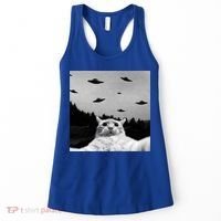Alien UFO Funny Cat Selfie Women's Tank Top thumb 0