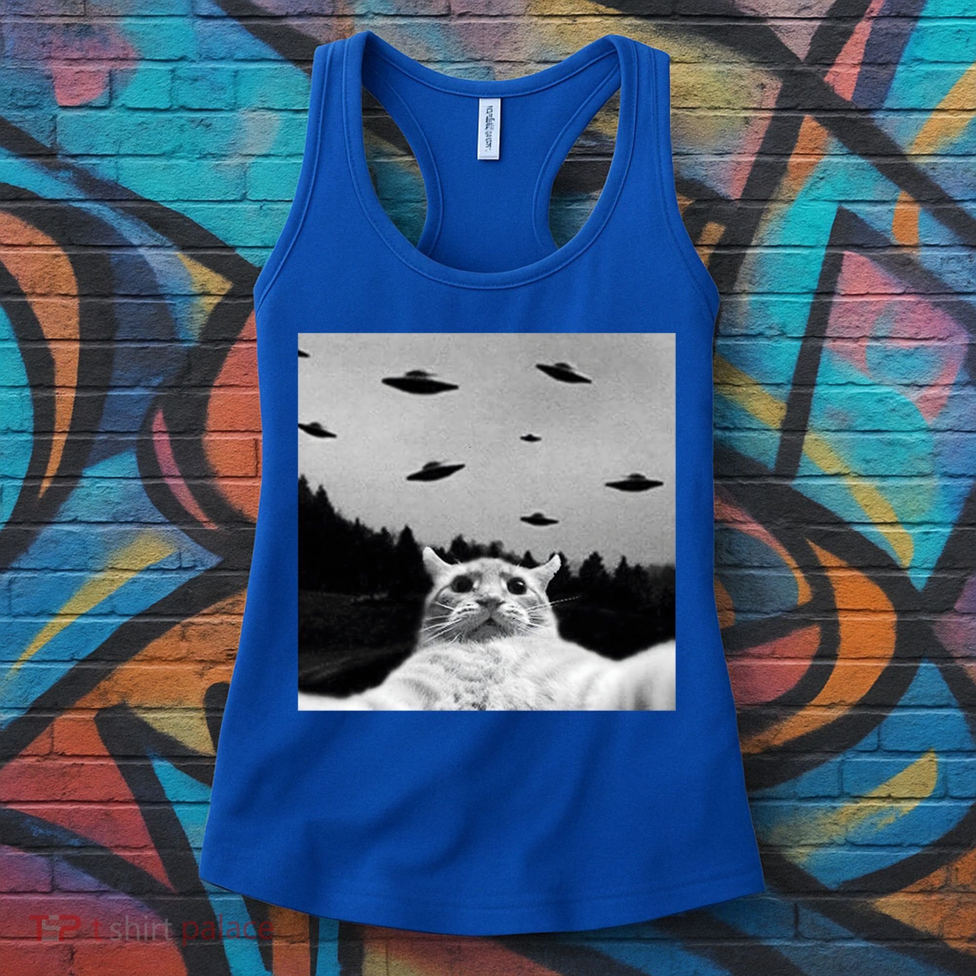 Alien UFO Funny Cat Selfie Women's Tank Top