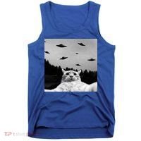 Alien UFO Funny Cat Selfie Tank Top thumb 0