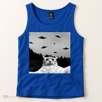 Alien UFO Funny Cat Selfie Tank Top thumb 2