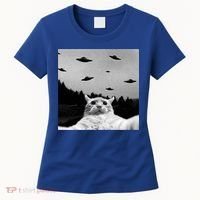 Alien UFO Funny Cat Selfie Women's T-Shirt thumb 0