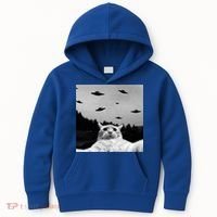 Alien UFO Funny Cat Selfie Kids Hoodie thumb 0