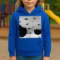 Alien UFO Funny Cat Selfie Kids Hoodie thumb 3