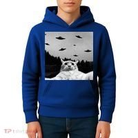 Alien UFO Funny Cat Selfie Kids Hoodie thumb 4