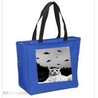 Alien UFO Funny Cat Selfie Tote Bag thumb 2
