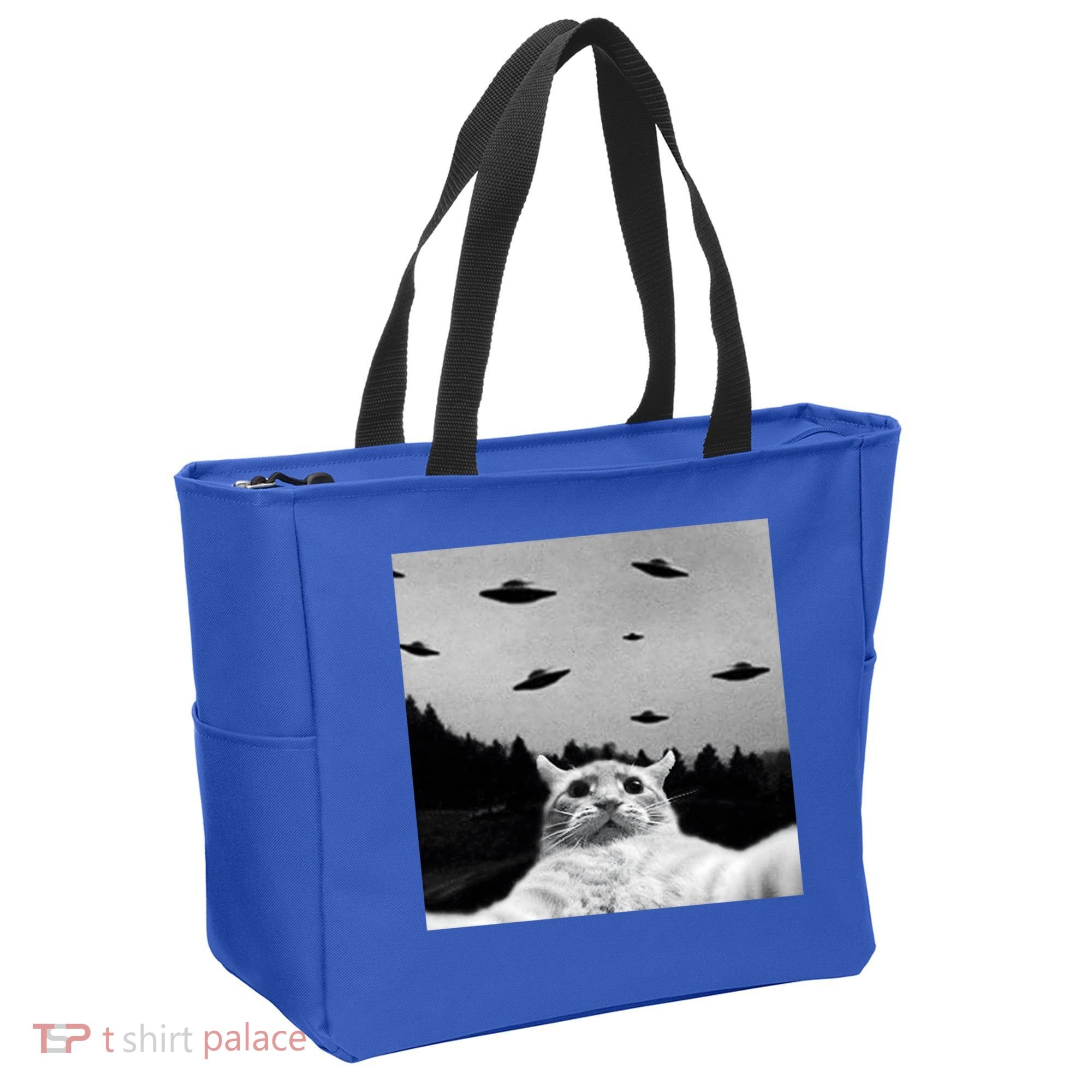 Alien UFO Funny Cat Selfie Tote Bag