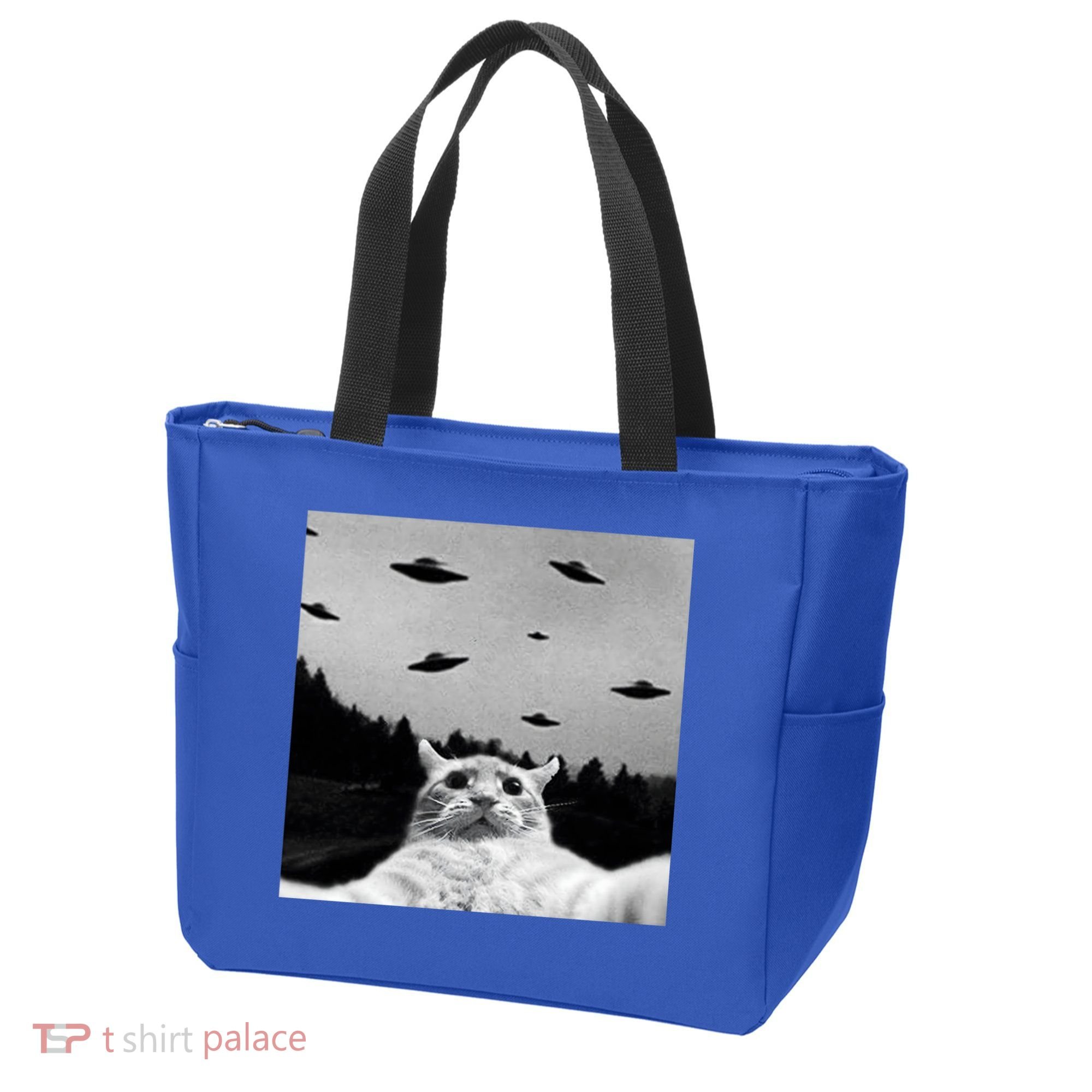 Alien UFO Funny Cat Selfie Tote Bag