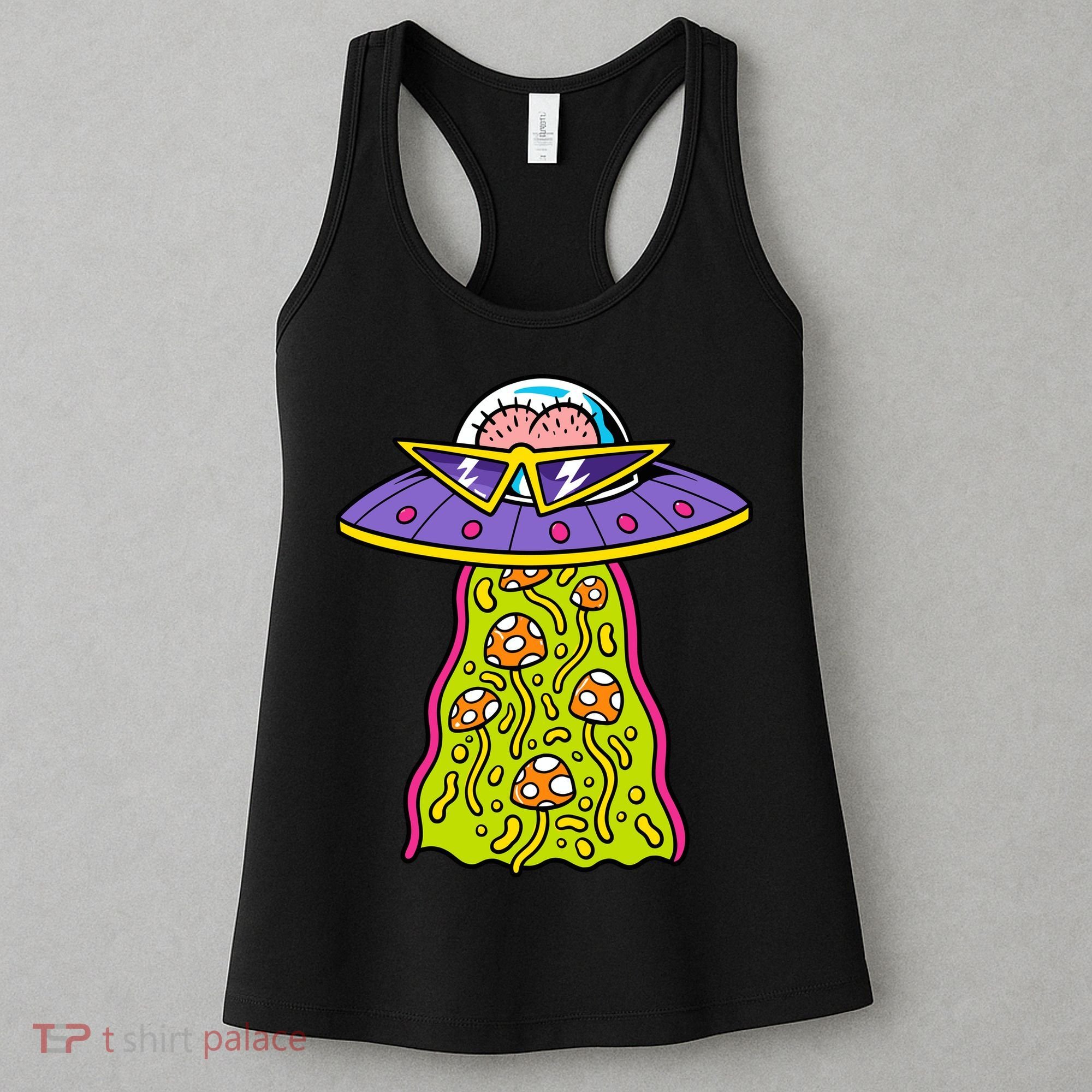 Alien UFO Funky Mushrooms Sci-Fi Fans Women's Tank Top