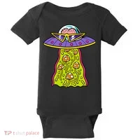 Alien UFO Funky Mushrooms Sci-Fi Fans Baby Bodysuit thumb 0