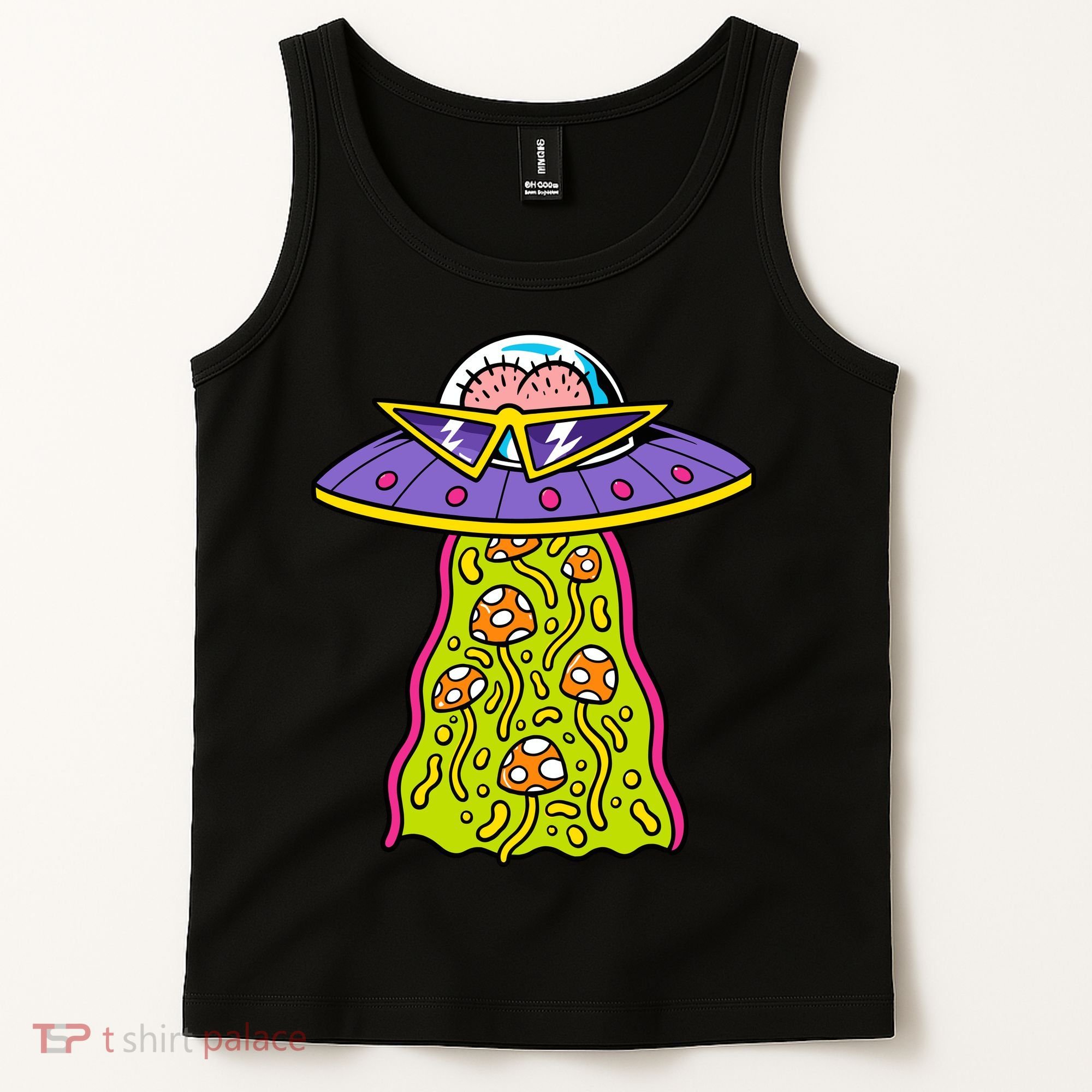 Alien UFO Funky Mushrooms Sci-Fi Fans Tank Top