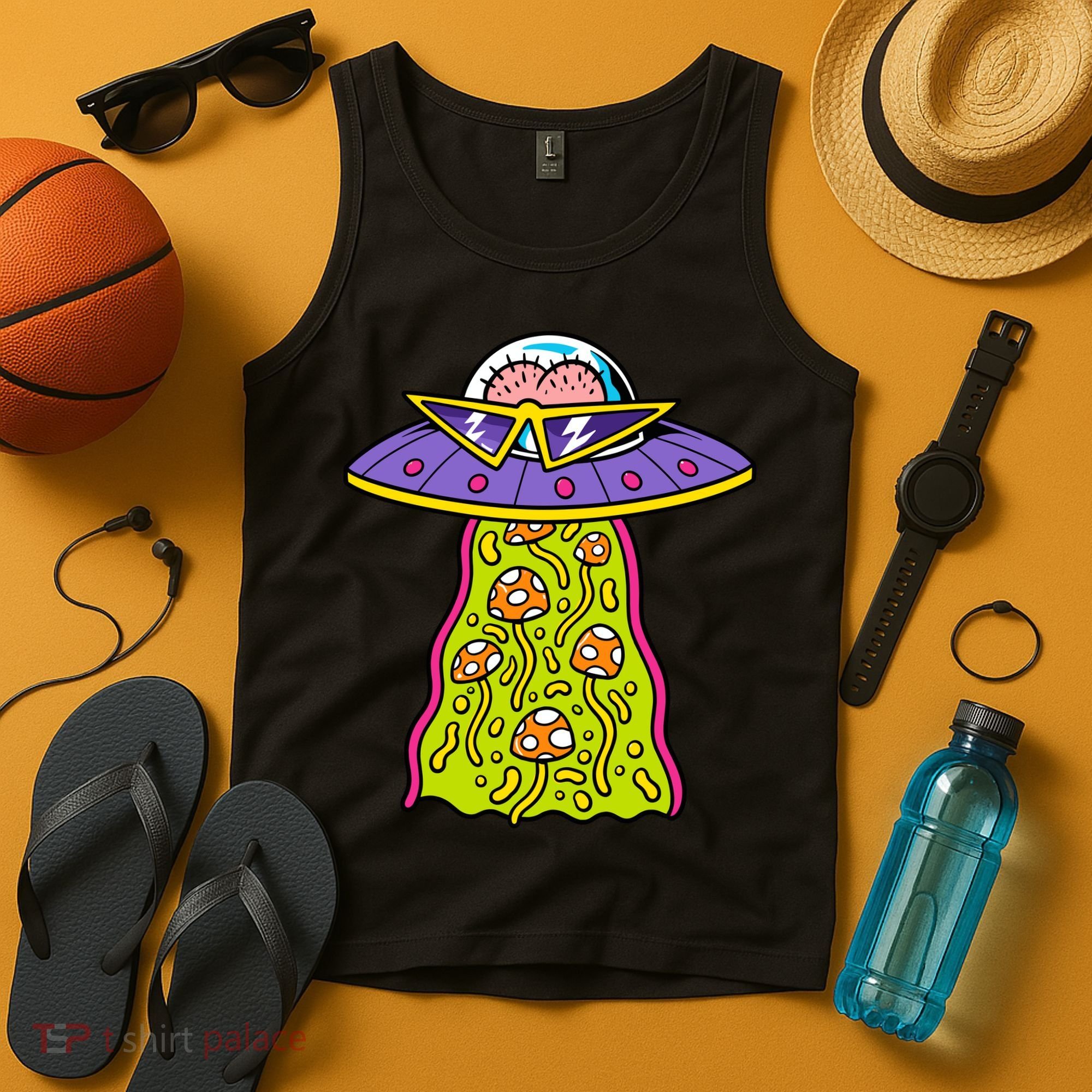 Alien UFO Funky Mushrooms Sci-Fi Fans Tank Top
