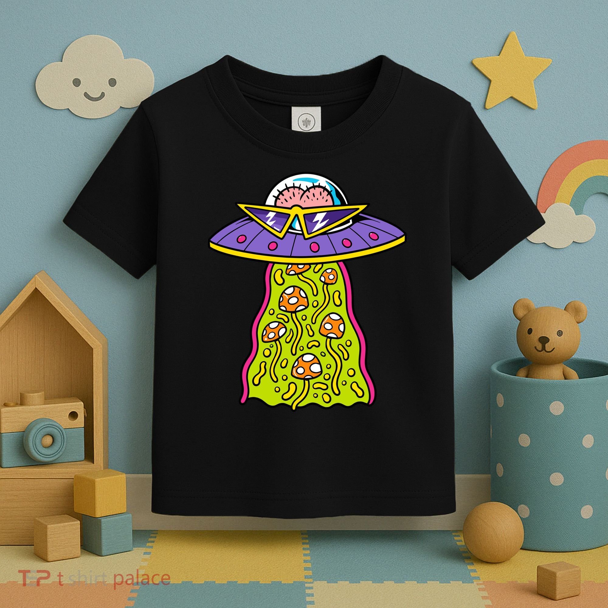 Alien UFO Funky Mushrooms Sci-Fi Fans Toddler T-Shirt