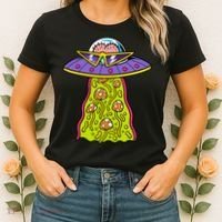 Alien UFO Funky Mushrooms Sci-Fi Fans Women's T-Shirt thumb 2