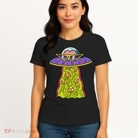 Alien UFO Funky Mushrooms Sci-Fi Fans Women's T-Shirt thumb 4