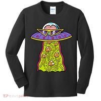 Alien UFO Funky Mushrooms Sci-Fi Fans Kids Long Sleeve Shirt thumb 0