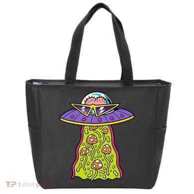 Alien UFO Funky Mushrooms Sci-Fi Fans Tote Bag