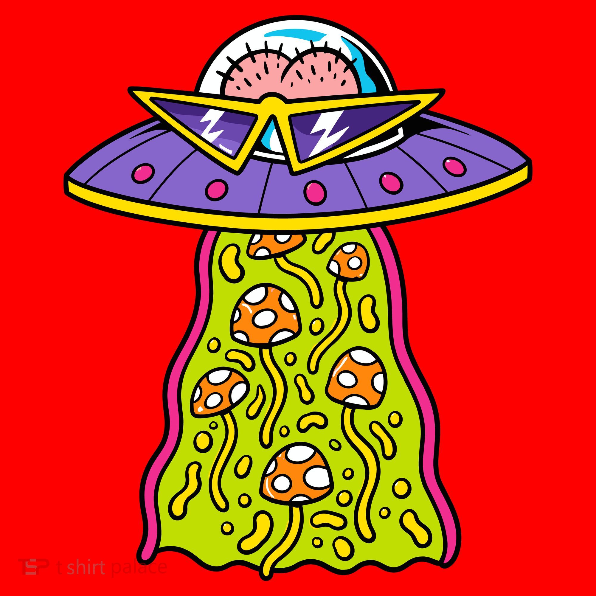 Alien UFO Funky Mushrooms Sci-Fi Fans Santa Hat