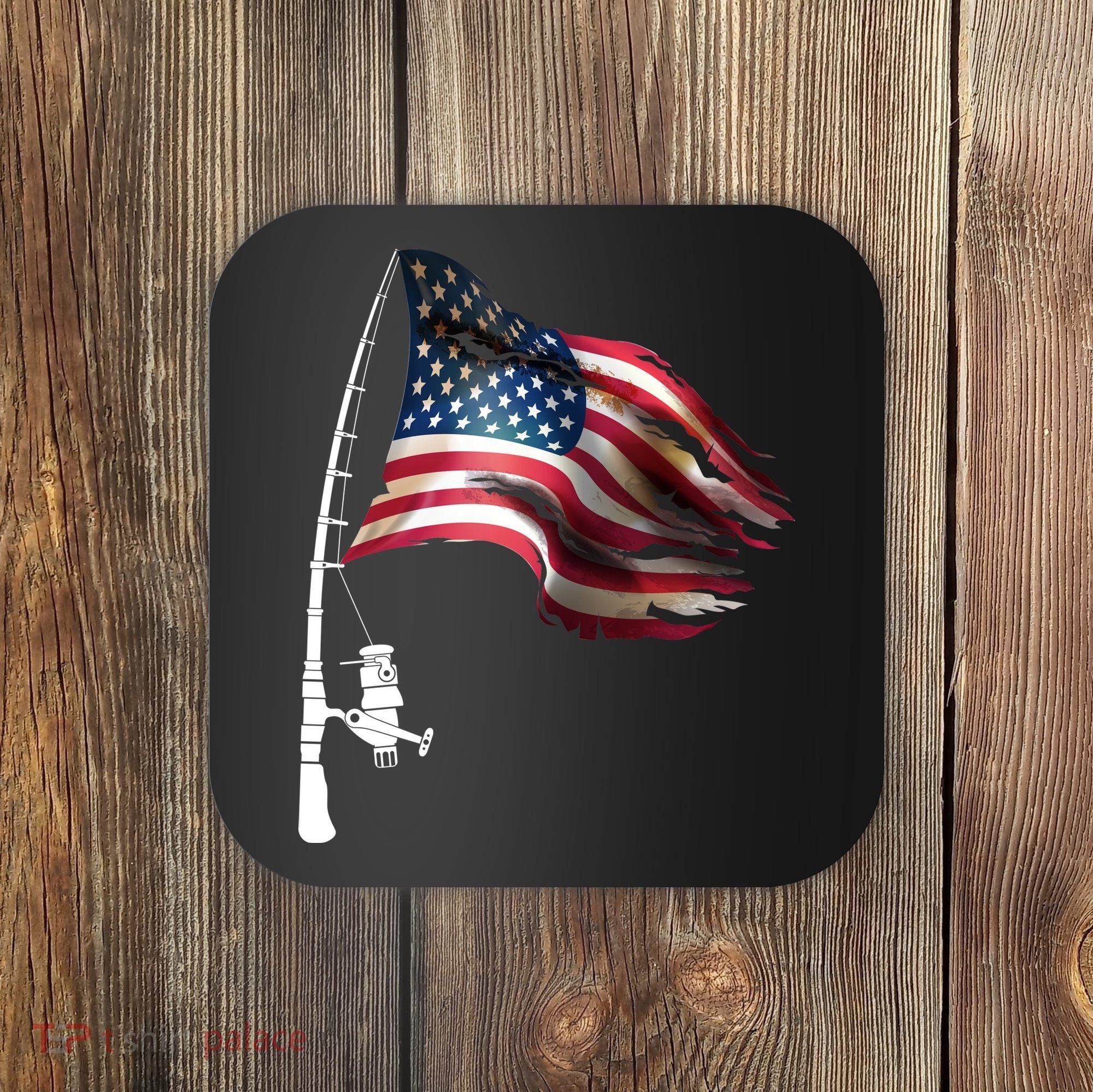 American USA Flag Fishing Pole Coaster
